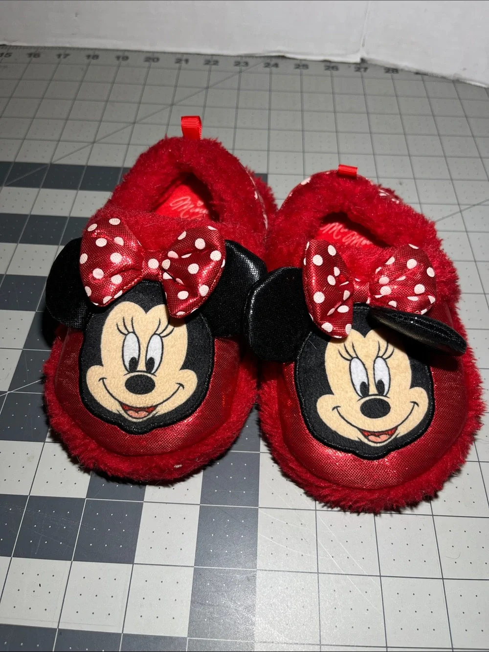 Disney Red Minnie Mouse Plush Slip-On Slippers for Kids